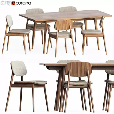 Larsson Dining Table + Frey Chair Set 3D model image 1 