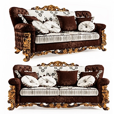 AR Arredamenti Excelsior High-back Carved Wood Sofa 3D model image 1 