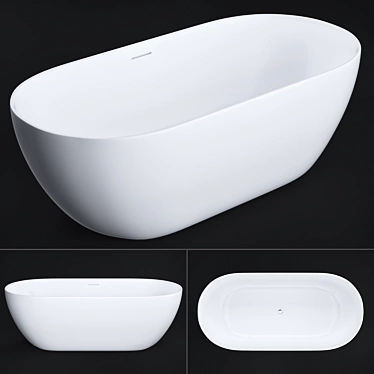 Elegant Riho Bilbao Freestanding Oval Bathtub 3D model image 1 