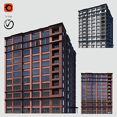 Modern Commercial Corner Building 3D model image 1 