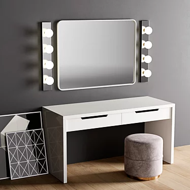 Elegant Vanity Set with Mirror 3D model image 1 