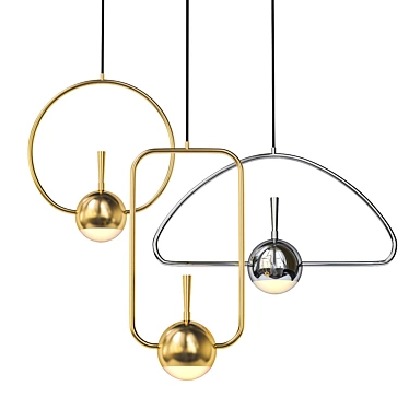 Elegant Gold Pendant Light - Nadise 3D model image 1 