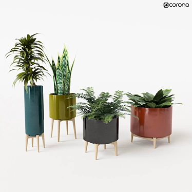 Elegant Florian Flowerpot Set 3D model image 1 