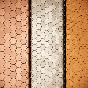 Metal Hexagon Tiles: Gold, Nickel, Copper 3D model image 1 