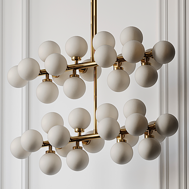 Elegant Satin Gold Chandelier 3D model image 1 