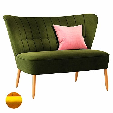 Velvet Elegance: Swoon Fitz 2-Seater Sofa 3D model image 1 