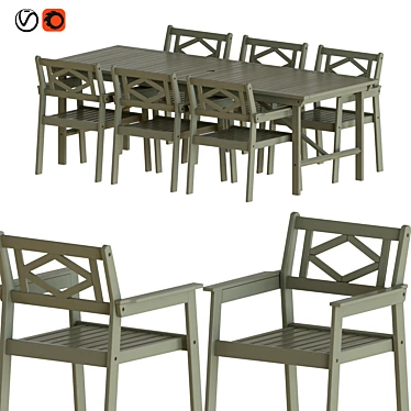 Modern Gray Outdoor Table and Chair Set 3D model image 1 