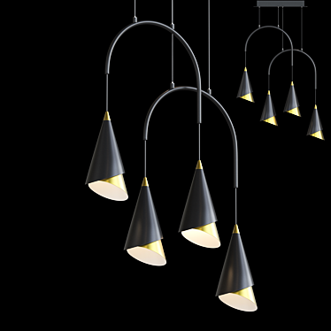 Stylish Stendal 4 Lamp: Conical Shades, U-shaped Frame 3D model image 1 