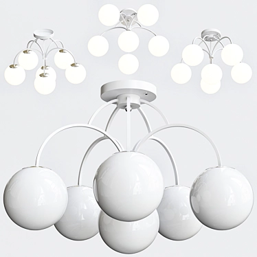 Sleek Pendant Lighting Fixture with 6 Lamps 3D model image 1 