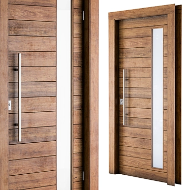 Elegant Oak Front Door 3D model image 1 