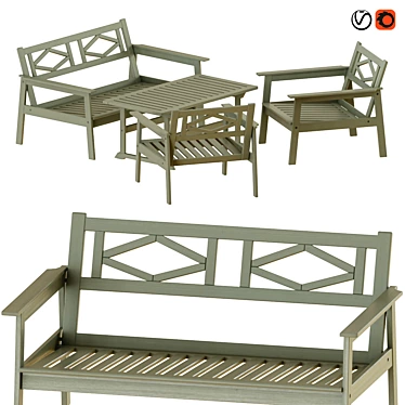 Outdoor Gray Stained Bondholmen Table Set 3D model image 1 