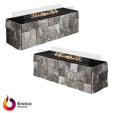 Kvadro Bio Fireplace: Stylish 3D Panels & Optiwhite Glass 3D model image 1 