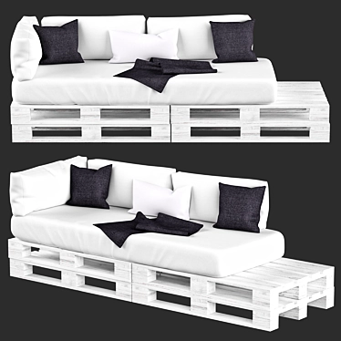 White Wood Pallet Sofa 3D model image 1 