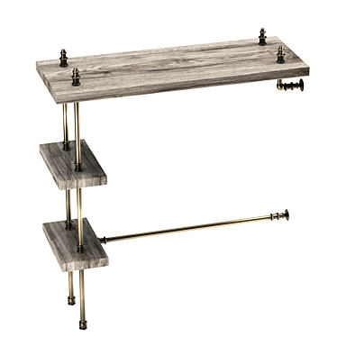 Rustic Steel & Pine Bar Counter 3D model image 1 