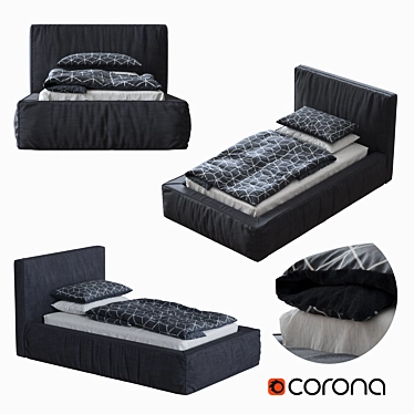 Modern Single Bed: Corona 3D 3D model image 1 