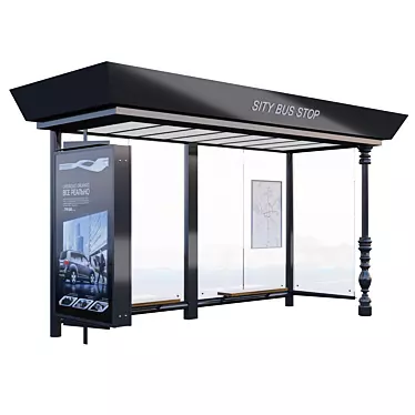 Modern Bus Stop Design 3D model image 1 