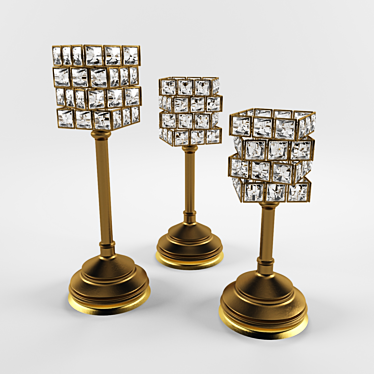 Elegant Crystal & Metal Candlestick Set 3D model image 1 