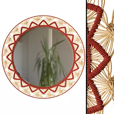 Boho Chic Macrame Mirror 3D model image 1 