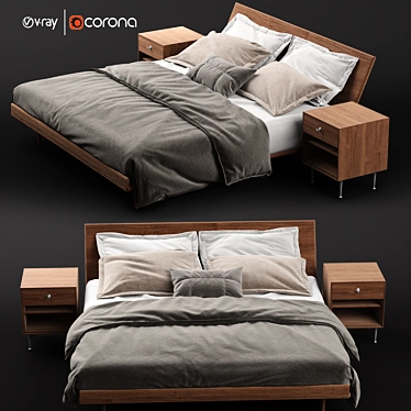 Sleek Nelson King Bed Set 3D model image 1 