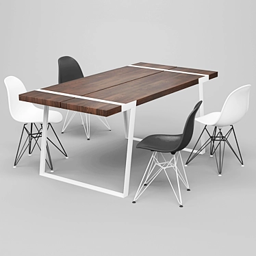 Modern Wooden Dining Table 3D model image 1 