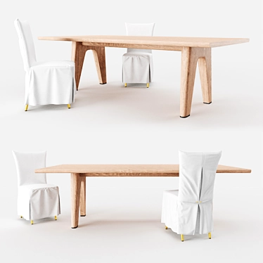 Sleek Flexform Monreale Dining Set 3D model image 1 