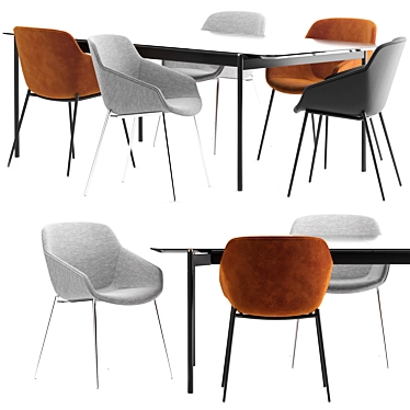 Modern Vienna Chair and Augusta Table: Stylish and Functional 3D model image 1 