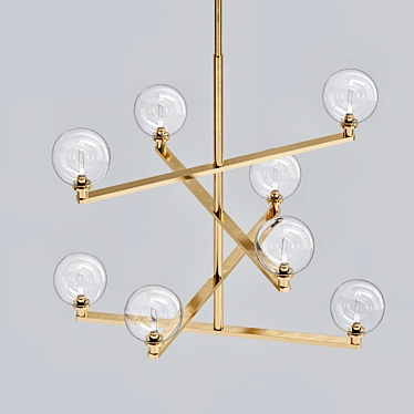 Gambit Chandelier: Aged Brass Elegance 3D model image 1 