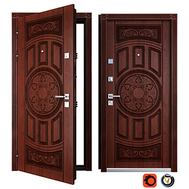 Sturdy Entrance Metal Door Baku 3D model image 1 