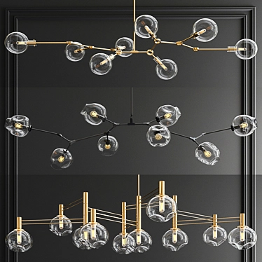 Elegant Branching Bubble Chandeliers 3D model image 1 