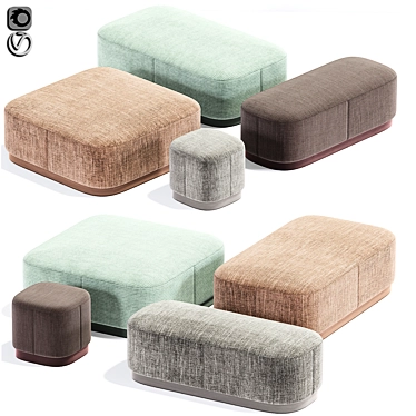 Contemporary Fabric Pouf Set 3D model image 1 