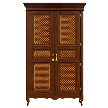 Elegant Oak Wood Wardrobe 3D model image 1 