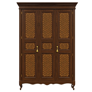 Elegant Wood Wardrobe 3D model image 1 