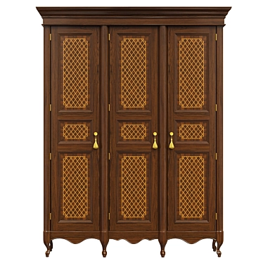 Vintage Wood Wardrobe 3D model image 1 