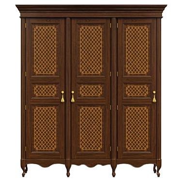 Solid Wood Wardrobe 2000mm 3D model image 1 