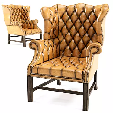 Vintage Leather Wingback Chair 3D model image 1 