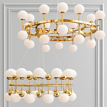 Glamorous Milk Bubble Ring Chandelier 3D model image 1 