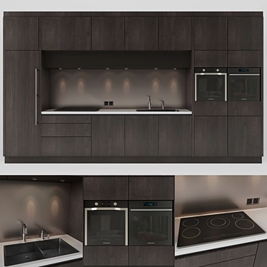 Modern Kitchen Set: 2740x4660x600mm 3D model image 1 