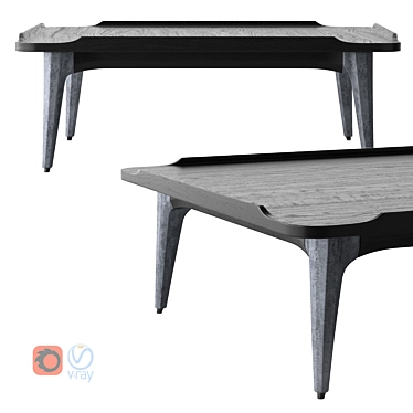 Oak Top Coffee Table with Concrete Legs 3D model image 1 