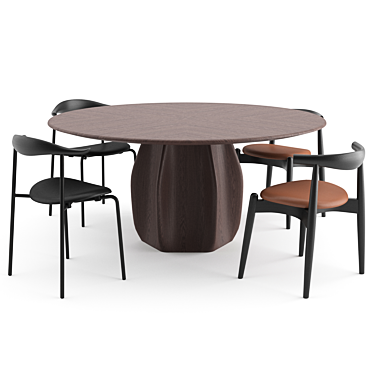  Scandinavian Style Dining Set: Carl Hansen Chairs + Molteni & C Asterias Table 3D model image 1 