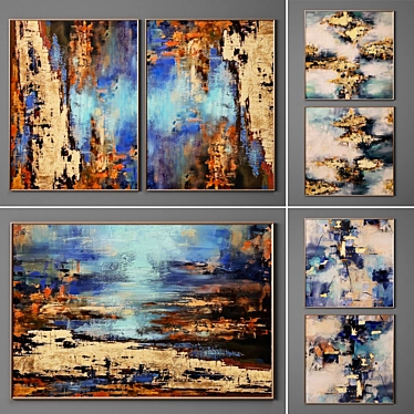  Modern Collection of 7 Paintings 3D model image 1 