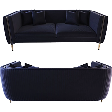 Sleek Velvet Sofa 3D model image 1 