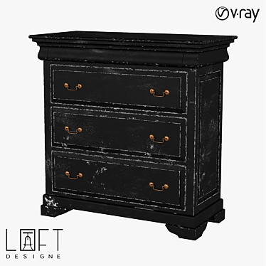 LoftDesigne 529 Wood Chest of Drawers 3D model image 1 