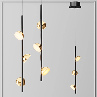 Bloom Vertical: Contemporary Brass Black Pendant 3D model image 1 