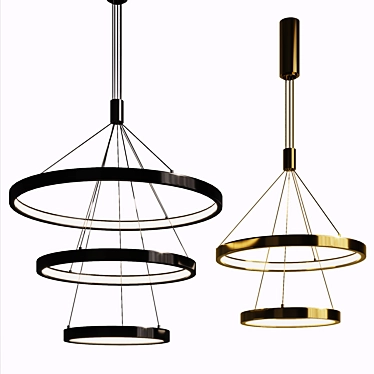 Elegant Metal Pendant Light 3D model image 1 