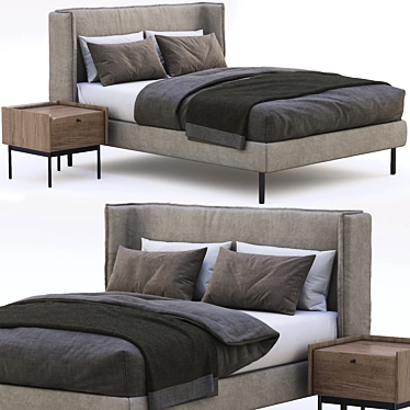Elegant Zegen Bed Naomi: Stylish and Comfortable 3D model image 1 
