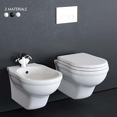 Efi Wall-Hung WC & Bidet Set 3D model image 1 