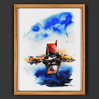 Title: Wooden Frame Painting 3D model image 1 