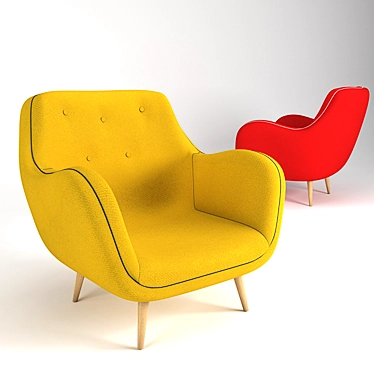 Vibrant Yellow-Red Arm Chair 3D model image 1 