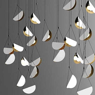 Glider Pendant Chandelier: Sleek White Elegance 3D model image 1 