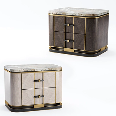 Elegant Ashi Marble Bedside Table 3D model image 1 